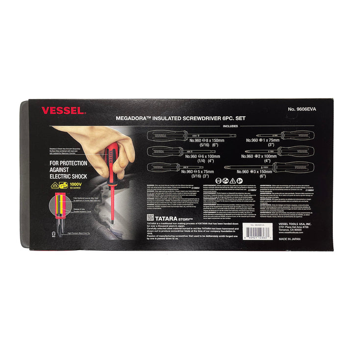 Vessel 9606EVA MEGADORA Insulated Screwdriver 6 Pieces