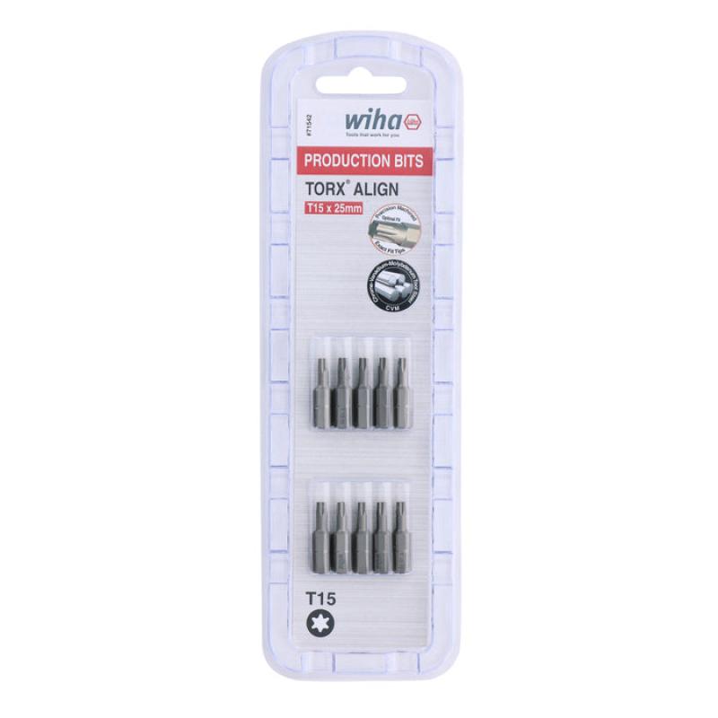 Wiha Tools 71542 T15 x 38mm TORX® Align Insert Bit, 10 Pack