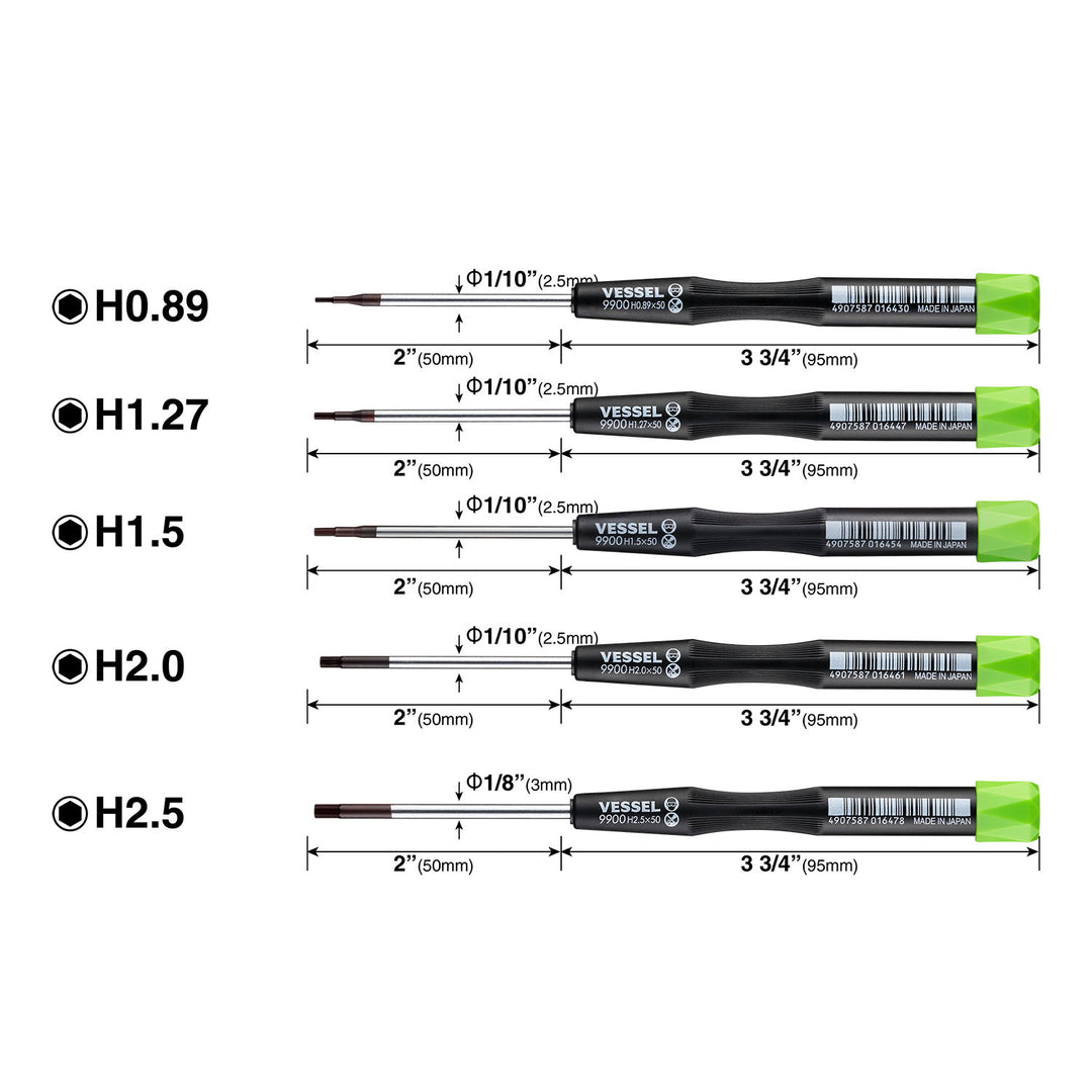 Vessel Tools 99005HXPBU Micro Precision Screwdriver Set, 5 Pc.