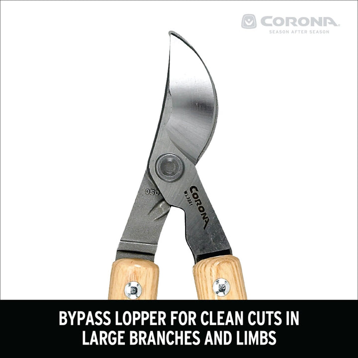 Corona WL 3351 Wooden Handle Bypass Lopper, 26 in. 1-1/2 in. Cut Capacity