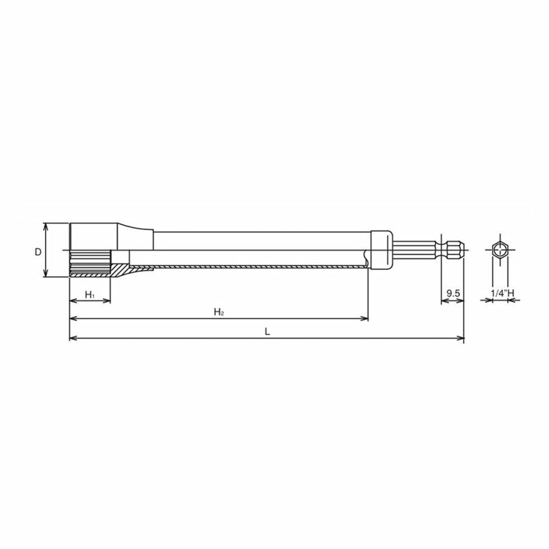 Ko-ken BD008E.700-17(12P) 1/4 Hex Dr. Long Socket 17mm 12 point 700mm