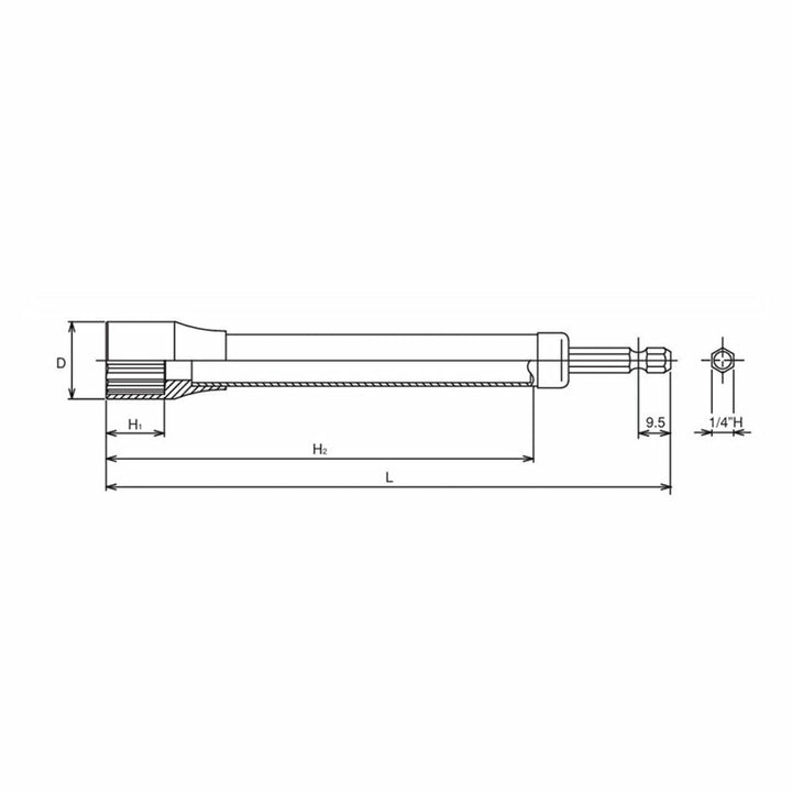 Ko-Ken BD008E.300-21(12P) 1/4 Hex Dr. Long Socket 21mm 12 point 300mm
