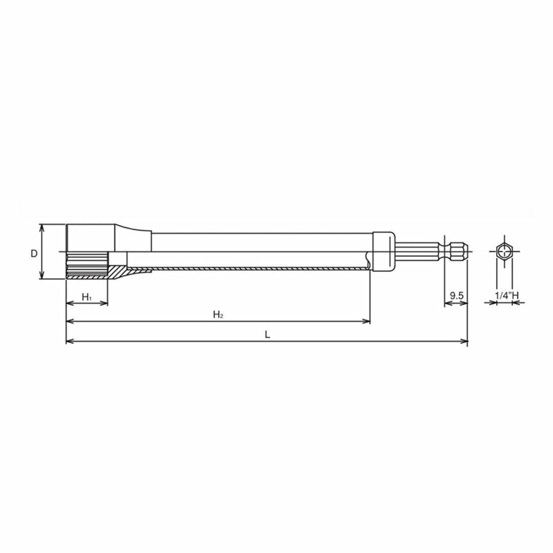 Ko-ken BD008E.500-17(12P)  1/4 Hex Dr. Long Socket 17mm 12 point 500mm