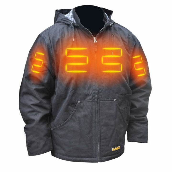 DEWALT DCHJ076AB Men's Heated Heavy Duty Work Coat Kit - Black