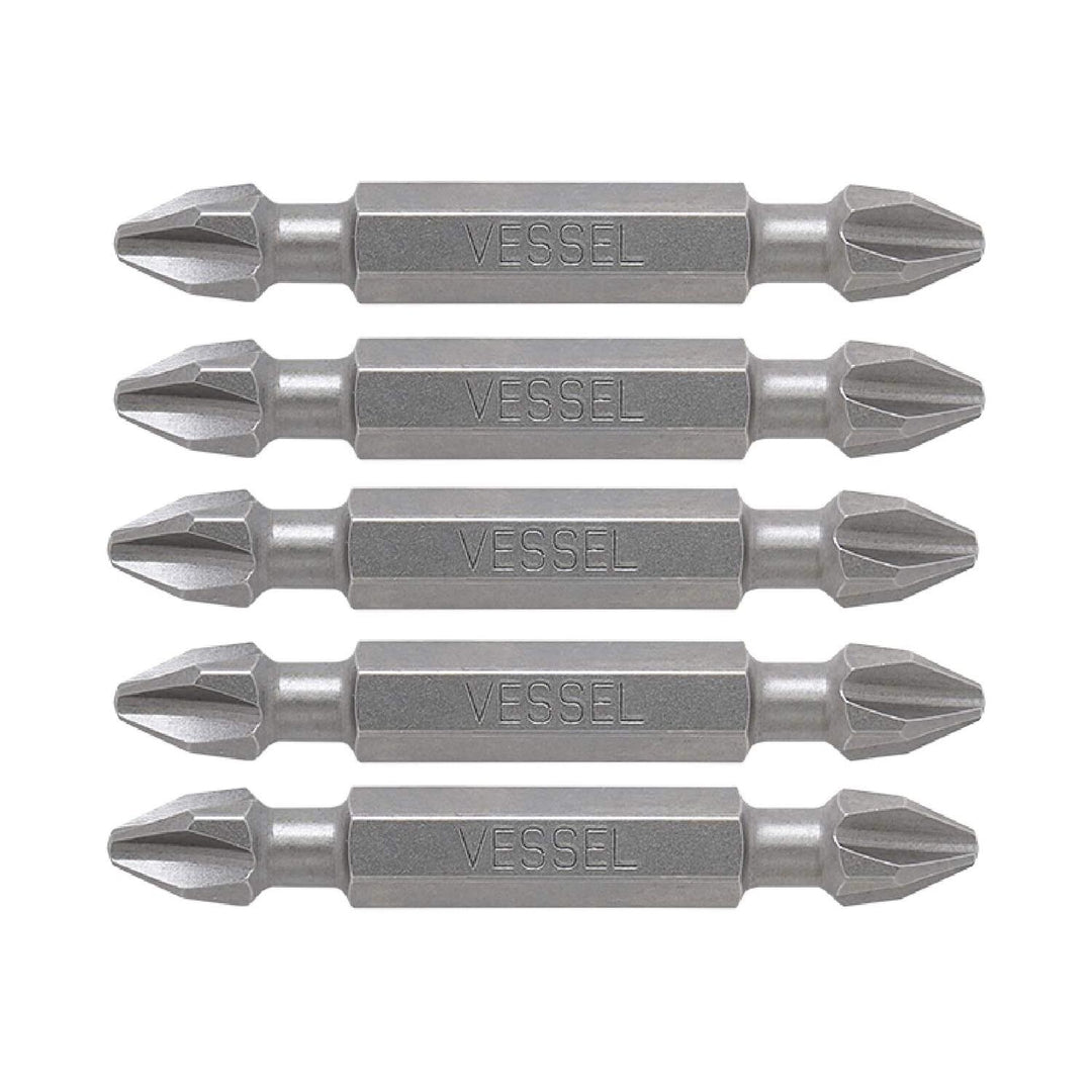 Vessel Tools DEPH2PH250P5 Neck Torsion Double-Ended Power Bits, PH2 x PH2 x 50 mm, 5 Pc.