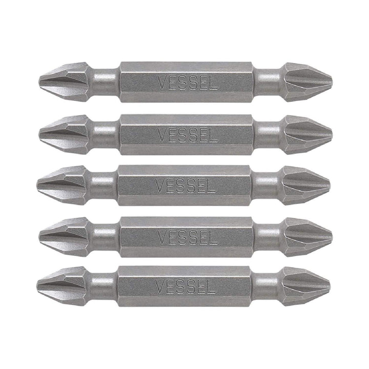 Vessel Tools DEPH2PH250P5 Neck Torsion Double-Ended Power Bits, PH2 x PH2 x 50 mm, 5 Pc.
