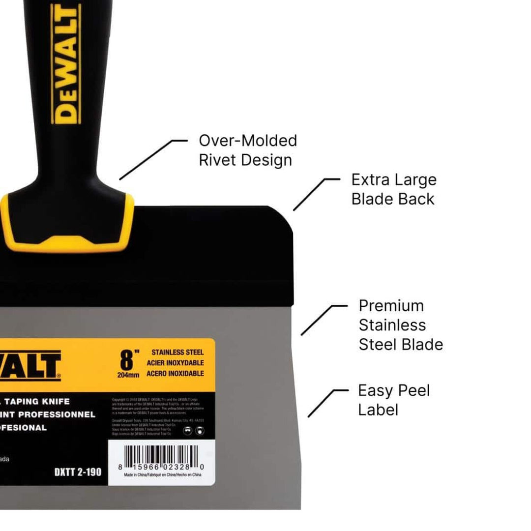 Dewalt DXTT-2-190 8 in. Stainless Steel Big Back Taping Knife with Soft Grip Handle