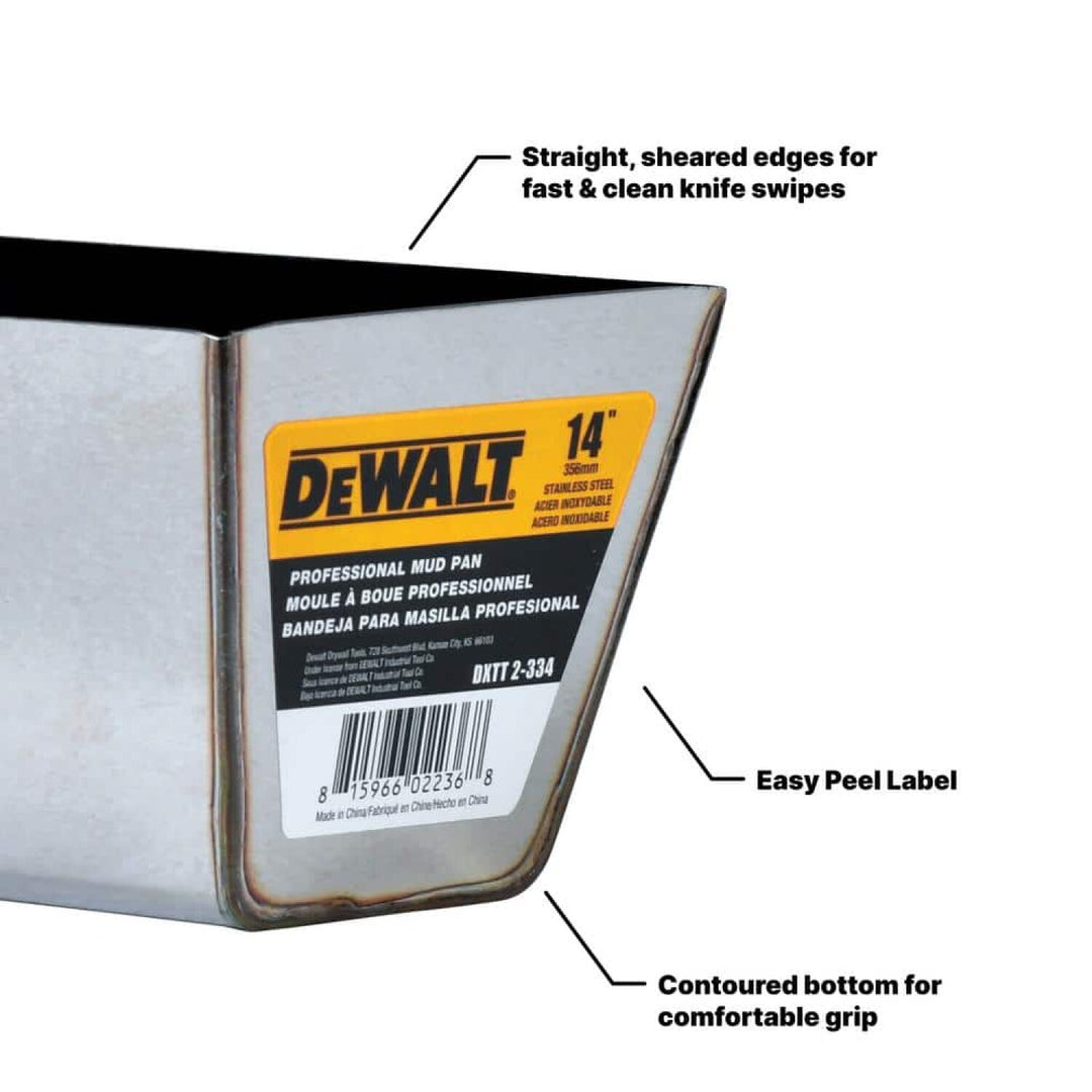 Dewalt DXTT-2-334 14 in. Stainless Steel Mud Pan with Curved Bottom