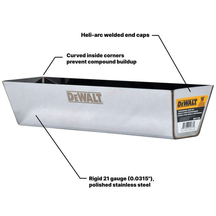 Dewalt DXTT-2-336 16 in. Stainless Steel Mud Pan with Curved Bottom