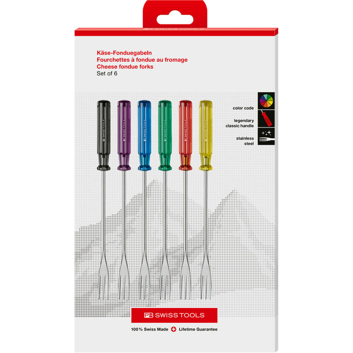 PB Swiss Tools PB 4040.CBB 6 Set Of Fondue Forks For Cheese Fondue