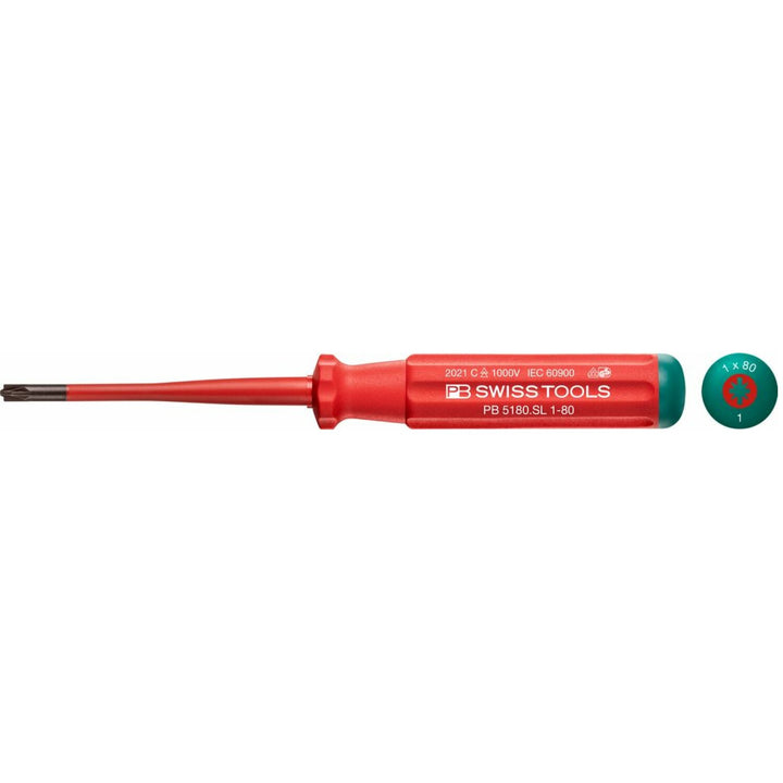 PB Swiss Tools PB 5180.SL 1-80 Classic VDE Insulated Screwdriver PZ1/SL Slim
