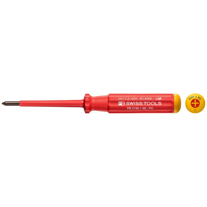 PB Swiss Tools PB 5190.1-80 Classic VDE Screwdriver Phillips Size PH1