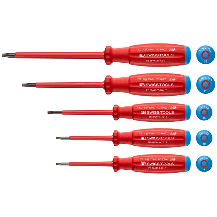 PB Swiss Tools PB 58549 SwissGrip VDE Screwdriver Set, Insulated, 5pcs