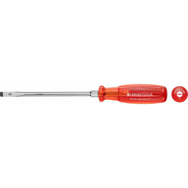 PB Swiss Tools PB 6102.5-160 Slotted Screwdriver, Slim, 8 x 160 mm
