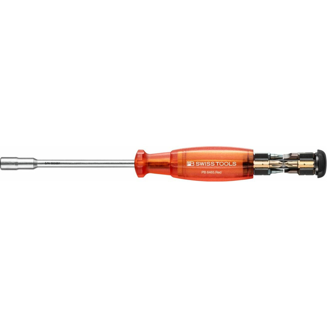 PB Swiss PB 6465.Red Bit Holding Screwdriver with Magazine, Slotted, Phillips, TORX®, 9 Pcs