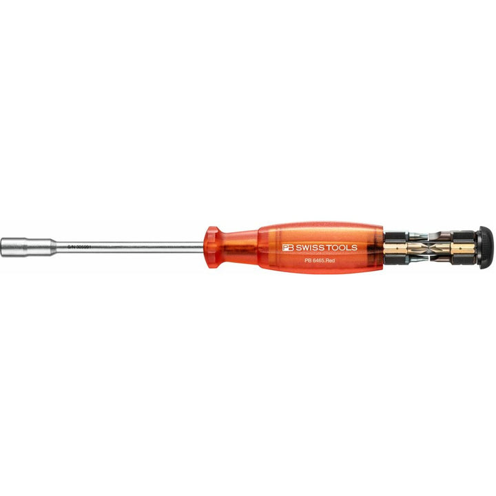 PB Swiss PB 6465.Red Bit Holding Screwdriver with Magazine, Slotted, Phillips, TORX®, 9 Pcs