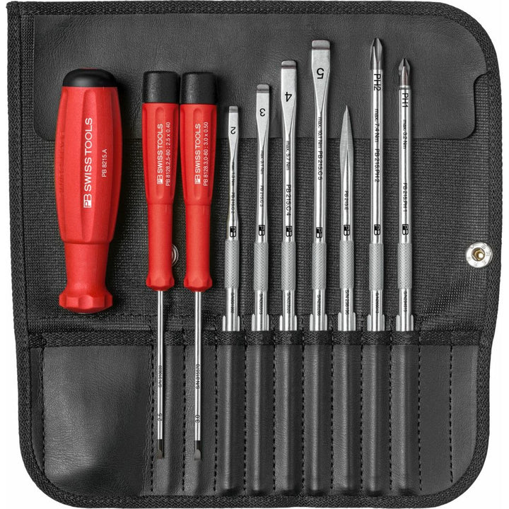 PB Swiss Tools PB 8215.ind SwissGrip Interchangeable Blade Screwdriver Set, w/ Roll-Up Case, 10 Pieces