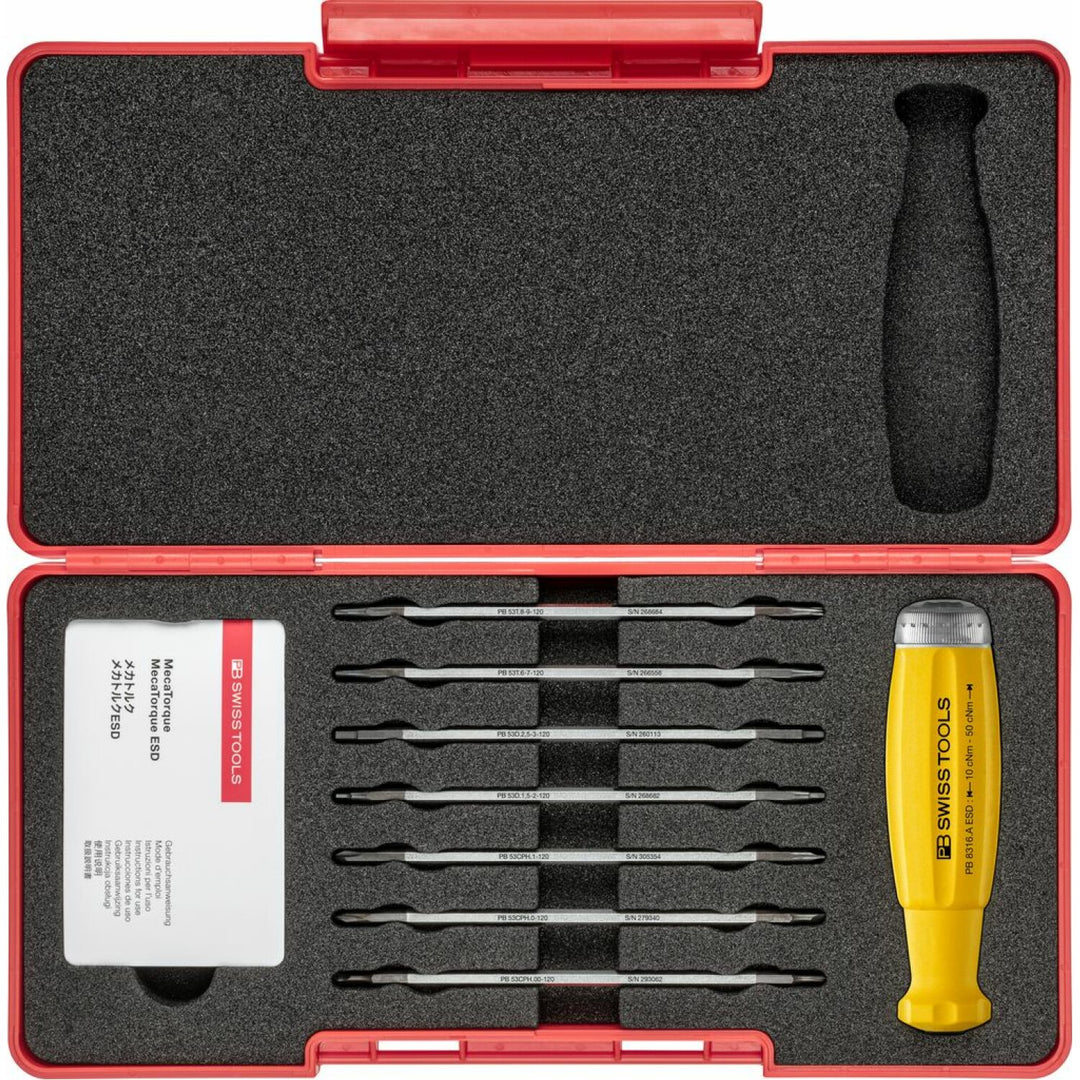 PB Swiss PB 8316.Set A1 ESD Torque Screwdriver Set MecaTorque, 100 - 500Nmm, 8pcs