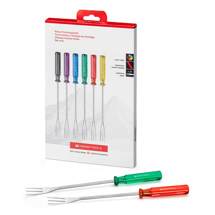PB Swiss Tools PB 4040.CBB 6 Set Of Fondue Forks For Cheese Fondue