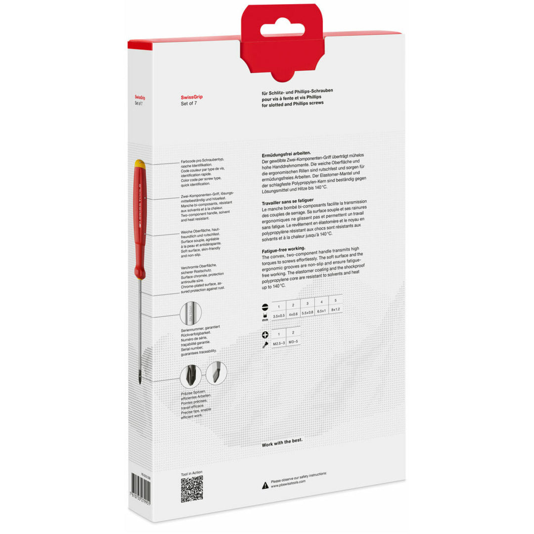 PB Swiss Tools PB 8250.CBB SwissGrip screwdriver set in a high-quality paperboard box