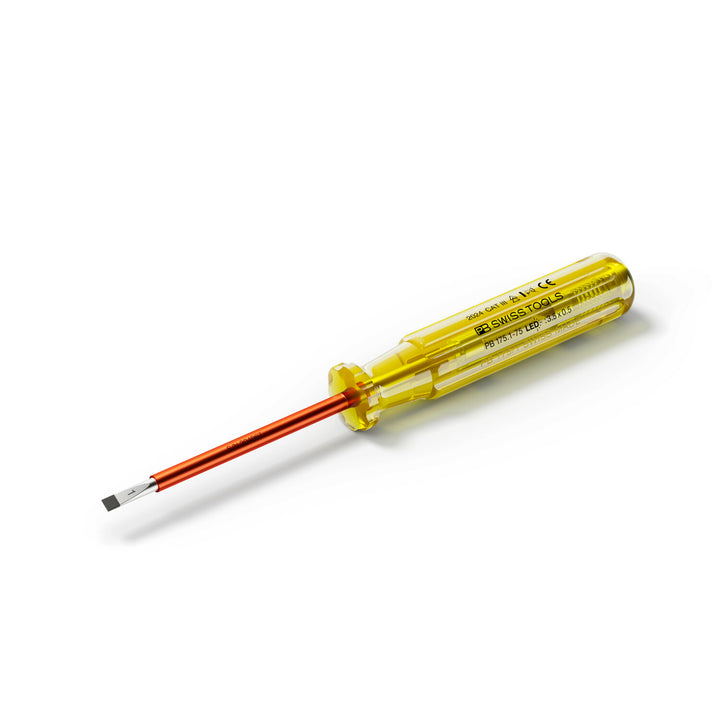 PB Swiss PB 175.1-75 LED 100-250 VAC Phase Tester & Slotted Screwdriver, 3.5 x 0.5 mm