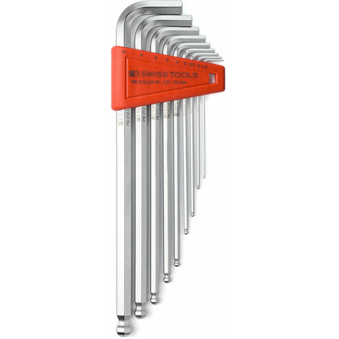PB Swiss PB 212.LH-10 Key L- Wrenches, long, with Ball Point, set in a practical plastic holder
