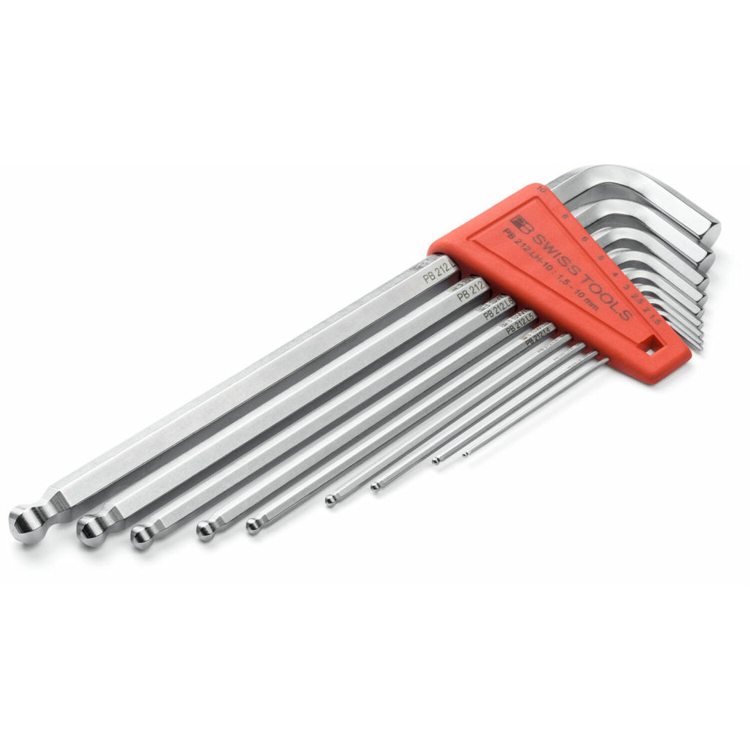 PB Swiss PB 212.LH-10 Key L- Wrenches, long, with Ball Point, set in a practical plastic holder