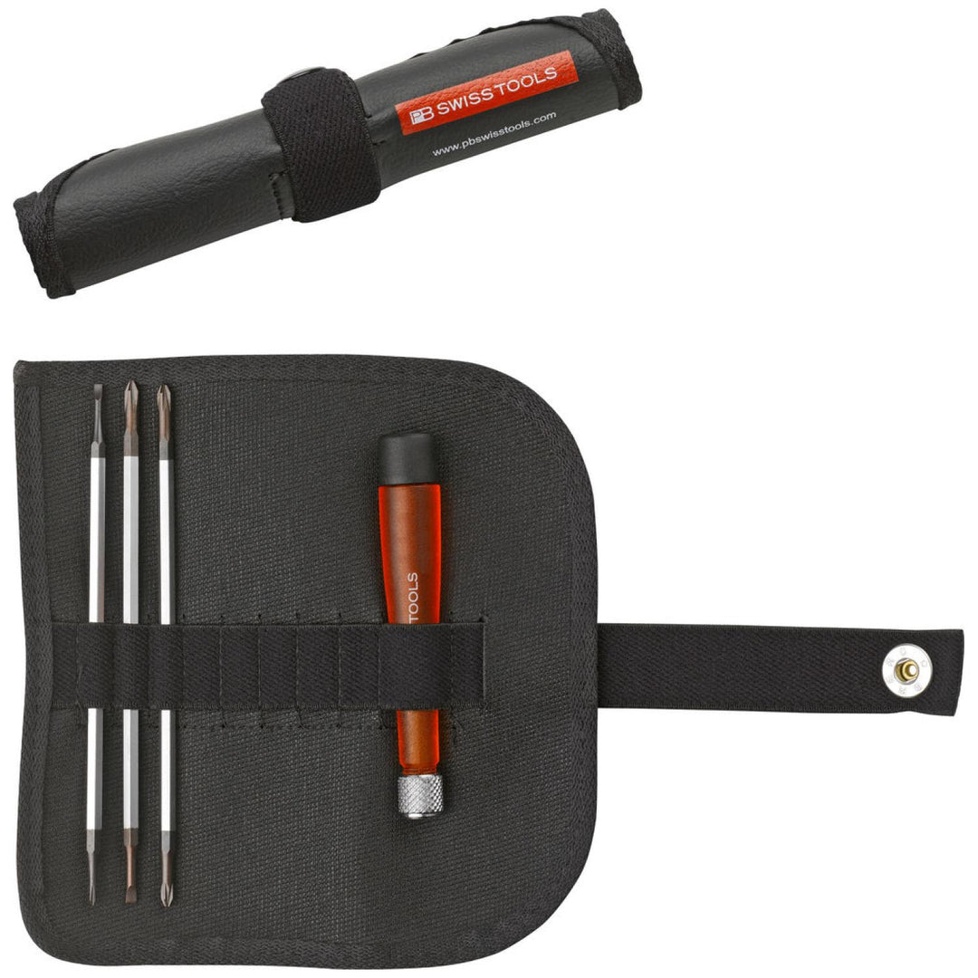 PB Swiss PB 510 Screwdrivers, Set with Telescopic Handle and Duplex Interchangeable Blades in a Compact Roll-up case