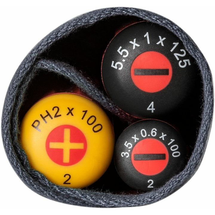 PB Swiss PB 5542.SU SL GY Screwdriver Set Slotted/Phillips in Roll-Up Case with Classic VDE Handle, 5 Pcs