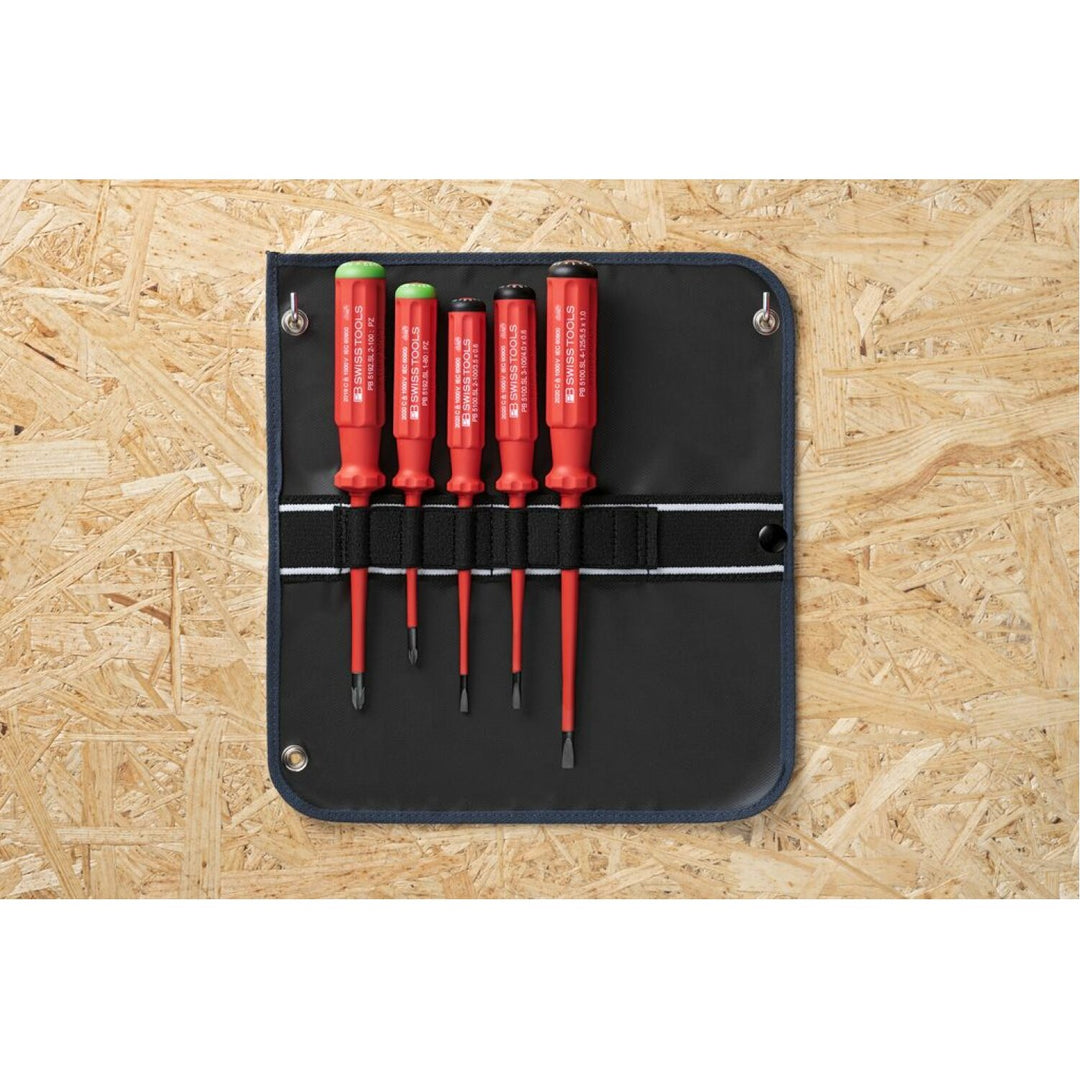 PB Swiss PB 5543.SU SL GY Screwdriver Set Slotted/PoziDriv with Classic VDE Handle 1000V Insulated 5-Pcs