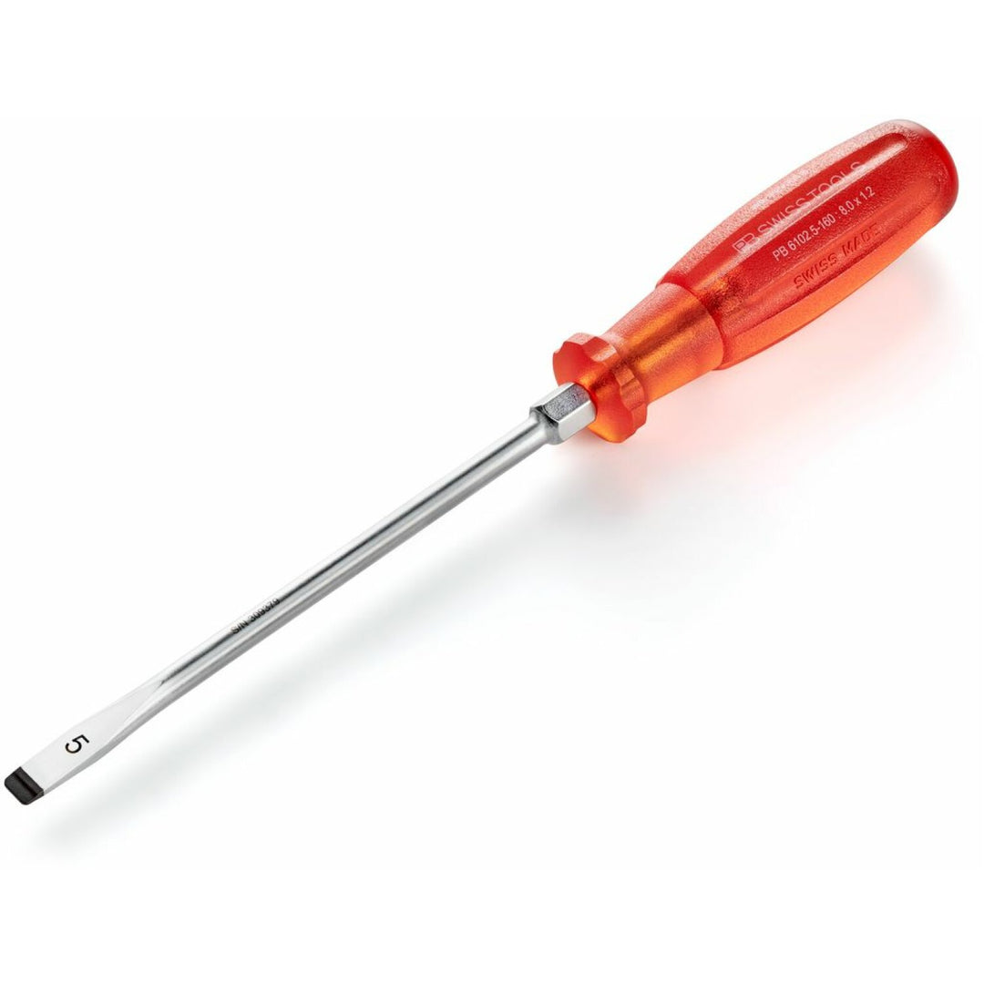 PB Swiss Tools PB 6102.5-160 Slotted Screwdriver, Slim, 8 x 160 mm