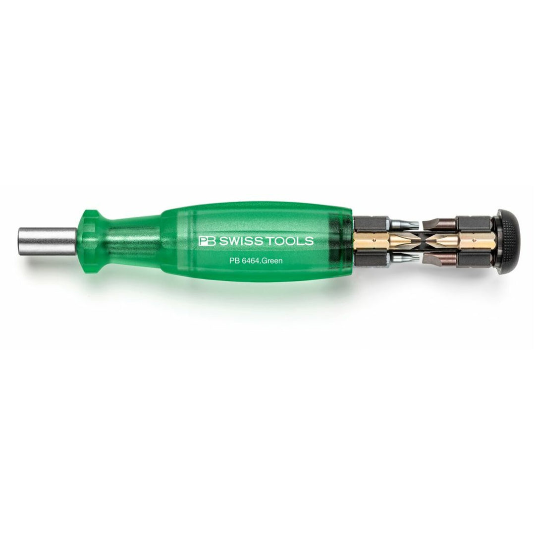 PB Swiss PB 6464.Green Bit Holding Screwdriver with Magazine, Slotted, Phillips, TORX®, 9 Pcs