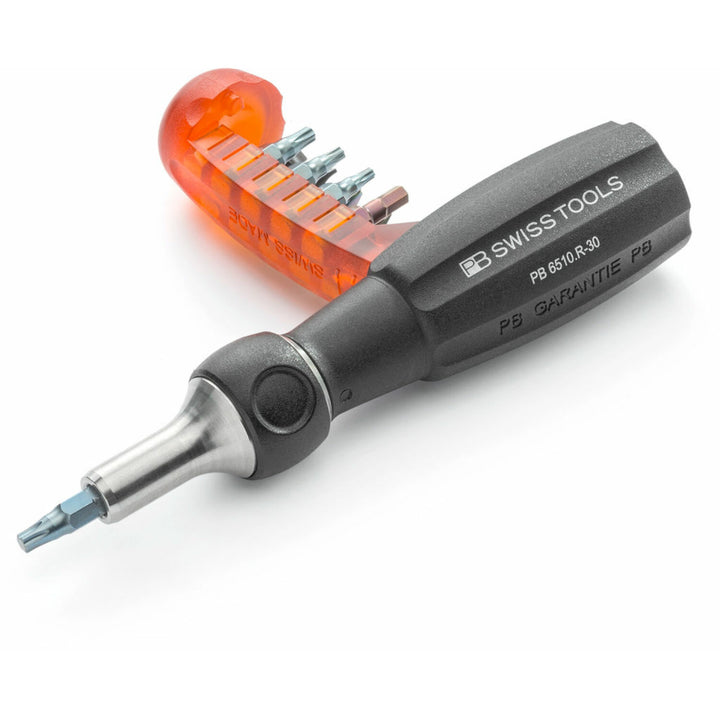 PB Swiss Tools PB 6510.R-30 Insider Pro Ratchet – ratchet handle with integrated bit magazine and 10 PrecisionBits C6