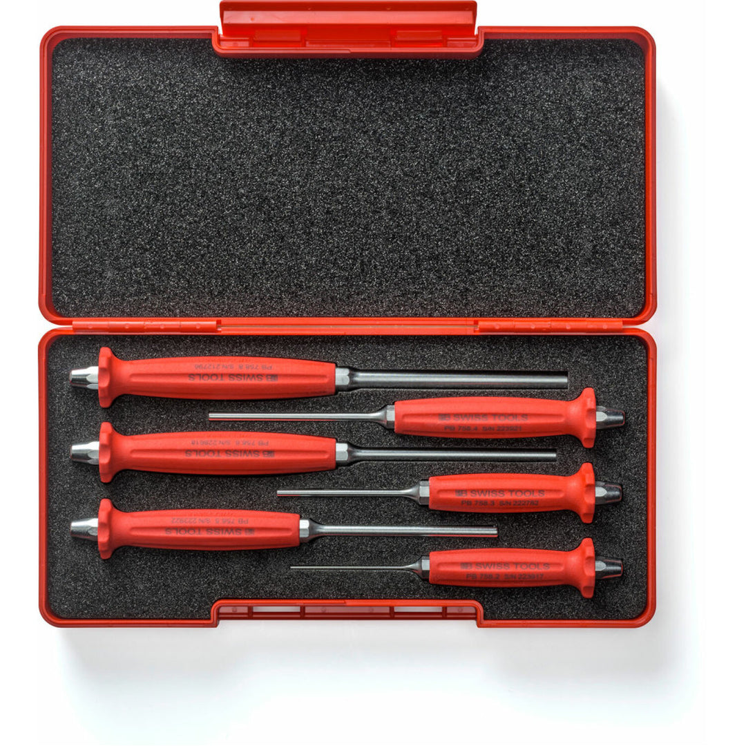 PB Swiss Tools PB 758.SET Grip Parallel Pin Punch Set, 6 pcs
