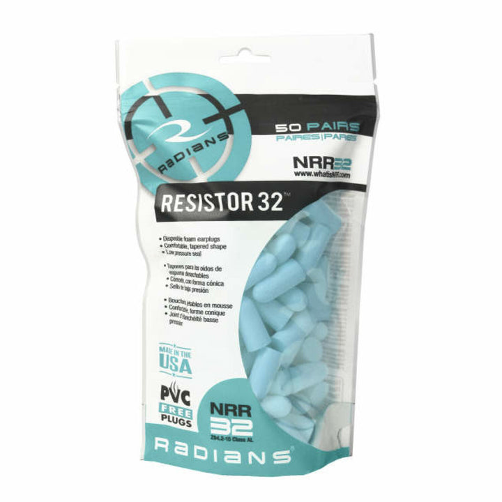 Radians FP70ABG50 Resistor 32 Foam Earplugs Bag - Uncorded - Aqua - 50 Pair Bag