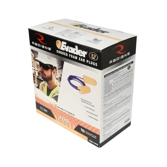 Radians FP95 EVADER 33 Disposable Foam Earplugs - Corded
