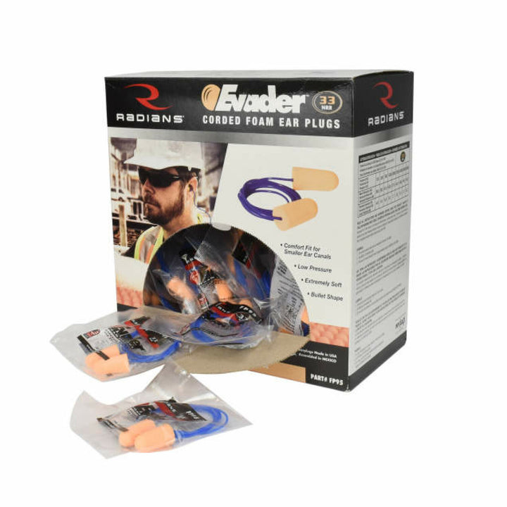 Radians FP95 EVADER 33 Disposable Foam Earplugs - Corded