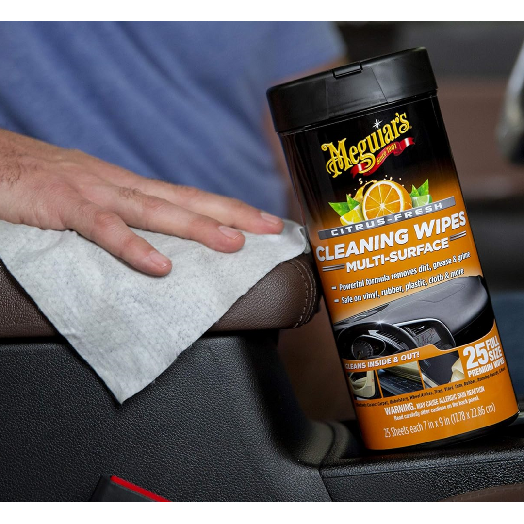 Meguiar's G190600 Citrus-Fresh Cleaning Wipes, 25 Wipes