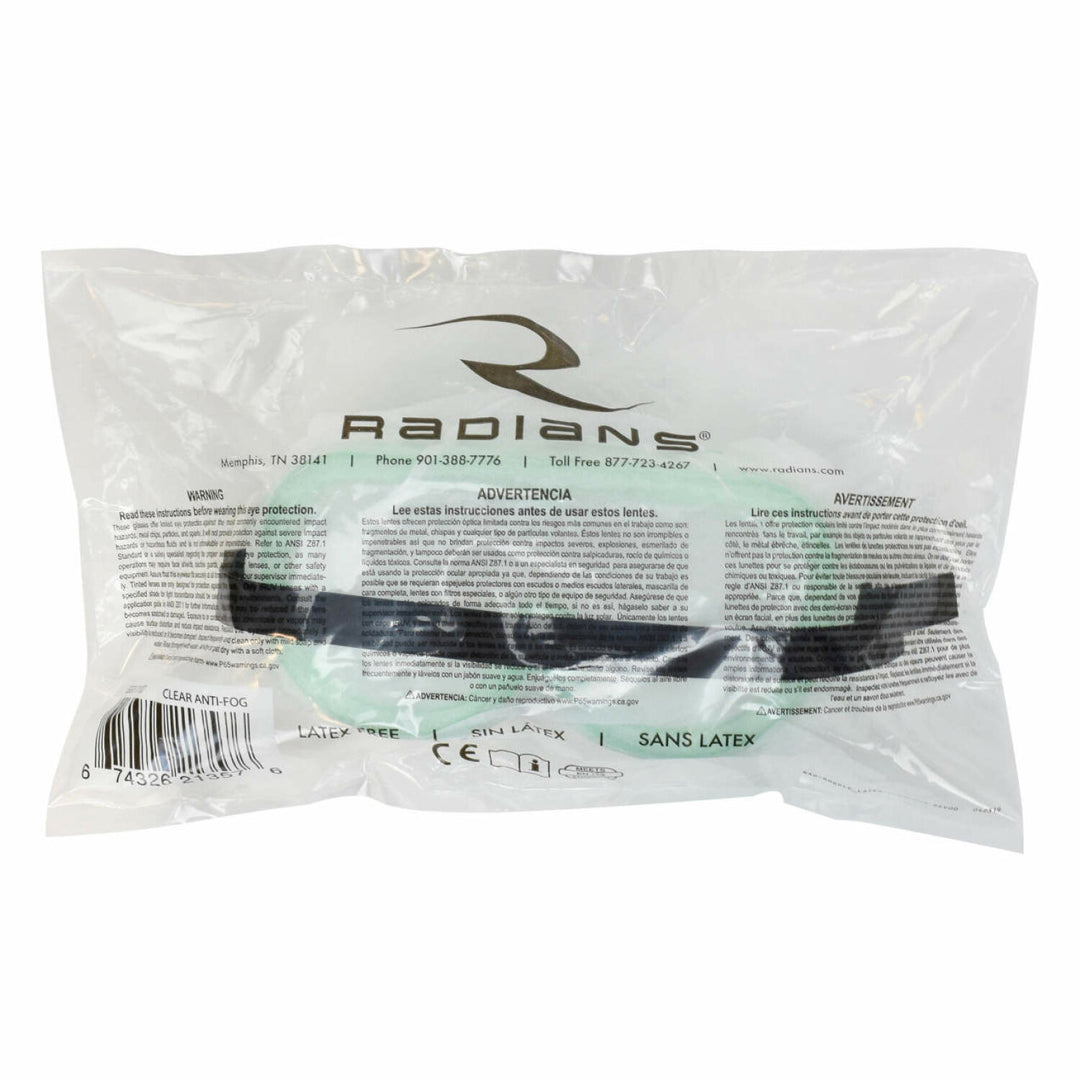 Radians Chemical Splash Safety Goggle