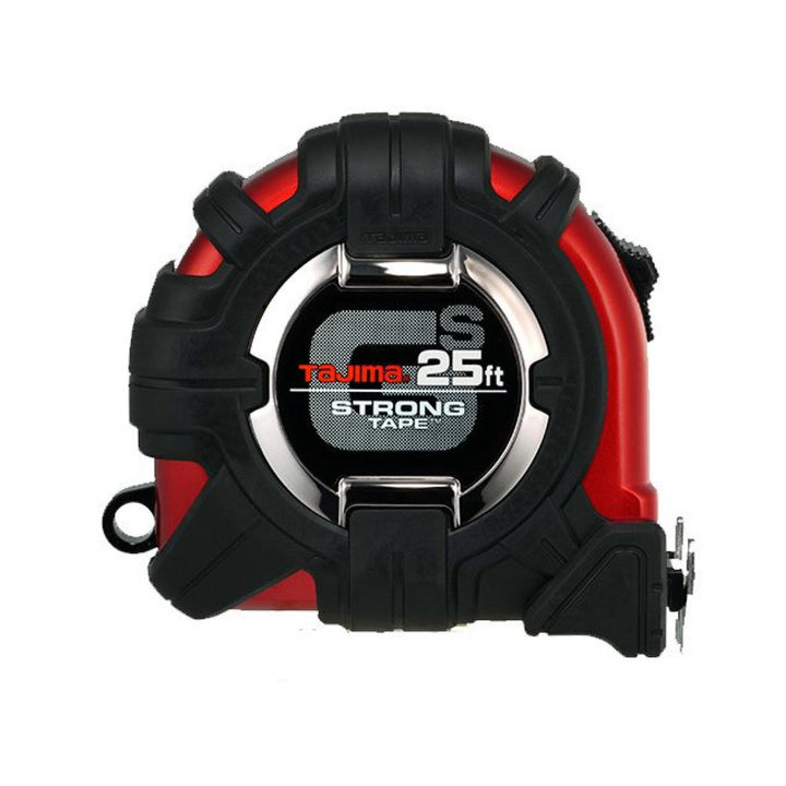 Tajima Tools GS-MC25BW GS-Lock Horned Magnetic Hook Tape Measure with Compatible Clip, 25 ft x 1 in