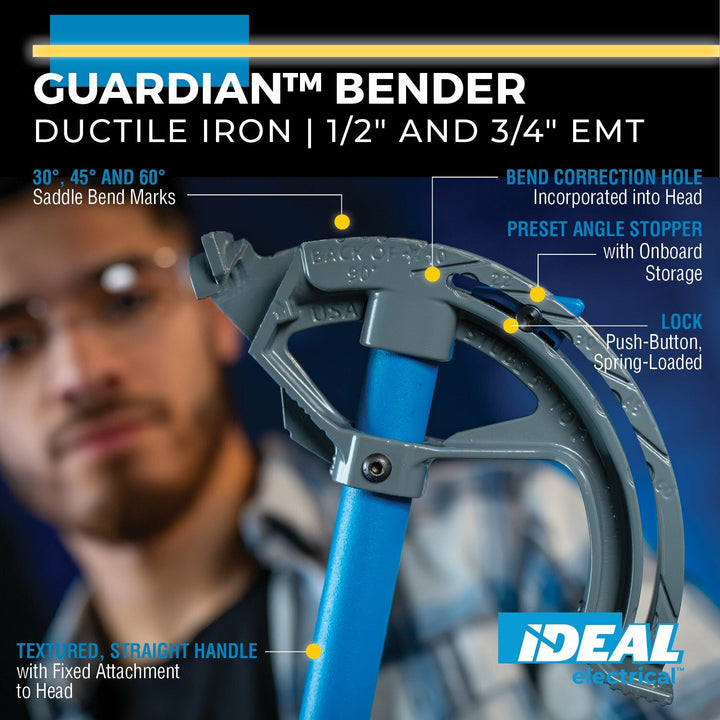 Ideal 74-057 Guardian Bender with Handle, Ductile Iron, 3/4"