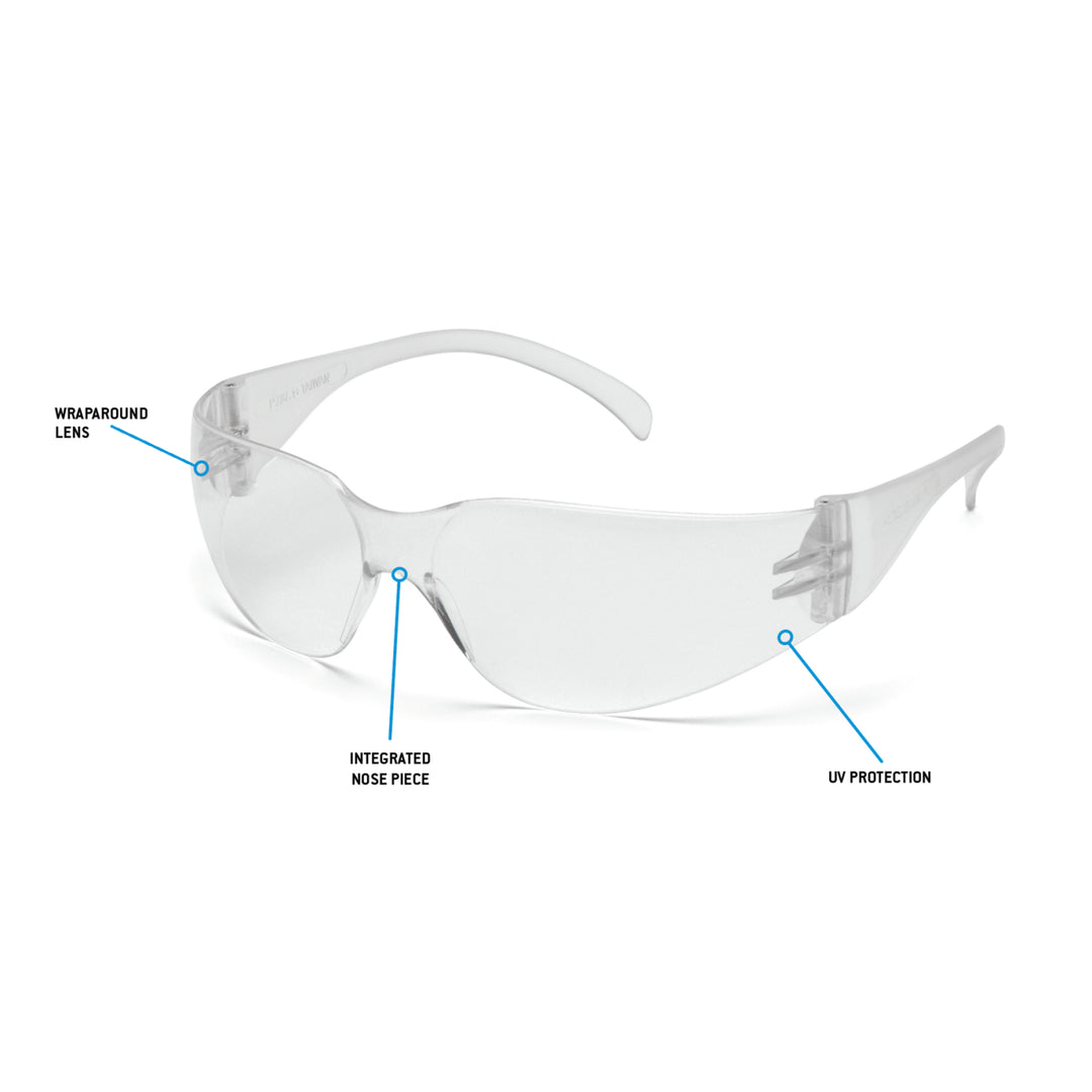 Pyramex S4110SUC Intruder Uncoated Clear Lens with Clear Temples