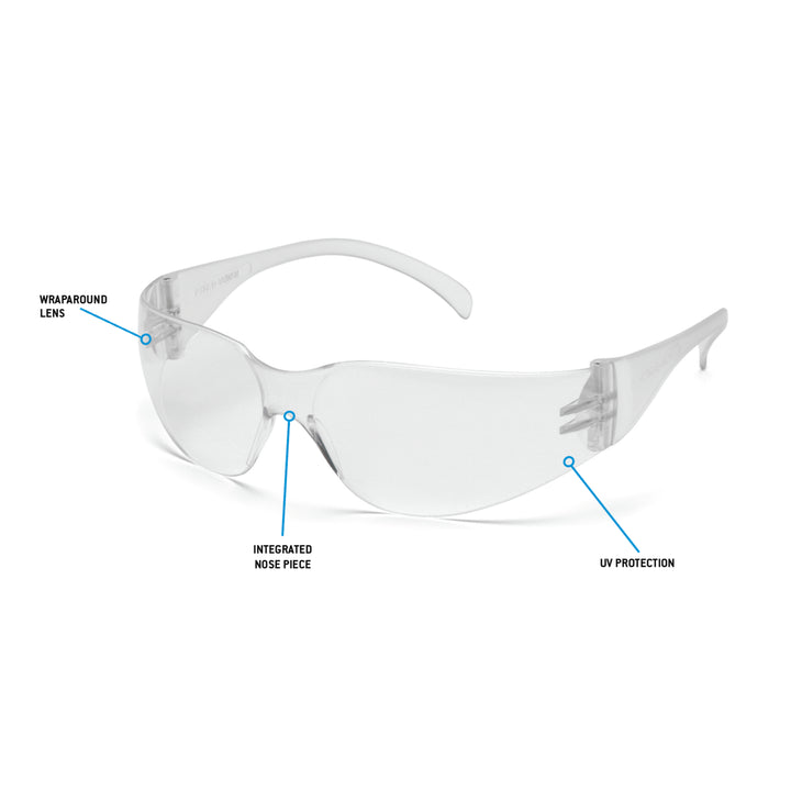 Pyramex S4110SUC Intruder Uncoated Clear Lens with Clear Temples