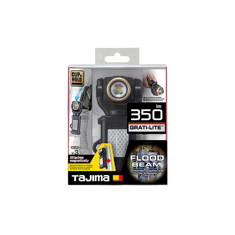 Tajima LE-SF352D GRATI-LITE, detachable work light with belt holder, flood beam, 350 lm