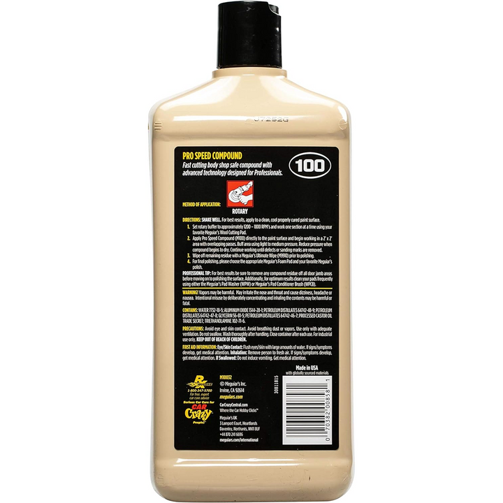 Meguiar's M10032 Mirror Glaze Pro Speed Compound, 32 .oz, Liquid