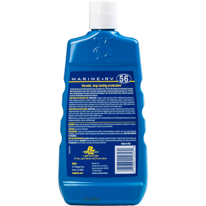 Meguiar's M5616 Marine/RV Pure Wax Carnauba Blend, 16 .oz, Liquid