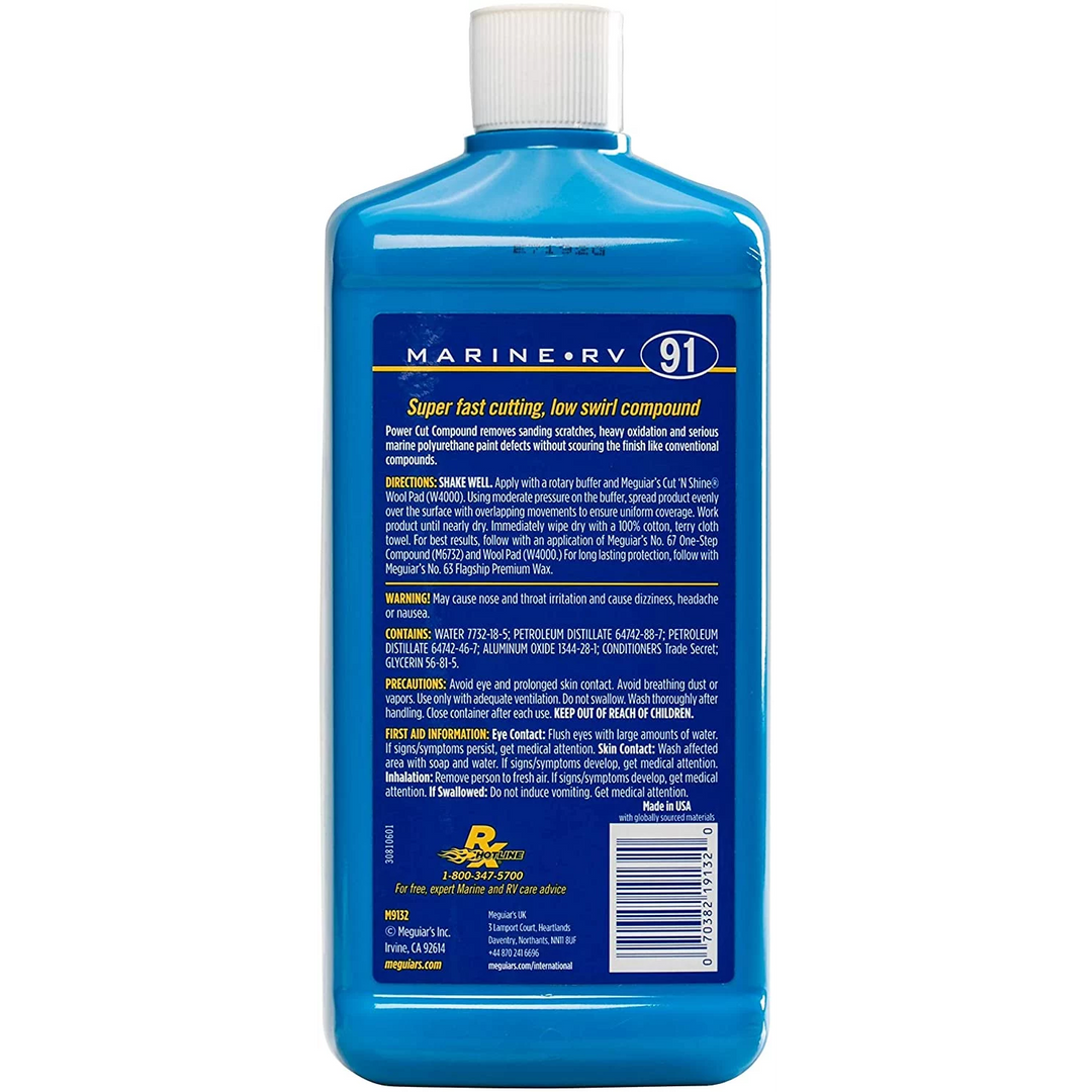 Meguiar's M9132 Marine/RV Professional Grade Power Cut Compound, 32 oz., Liquid