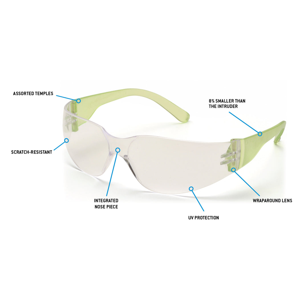 Pyramex S4110SNMP Mini Intruder Clear Lens with Assorted Temple Colors