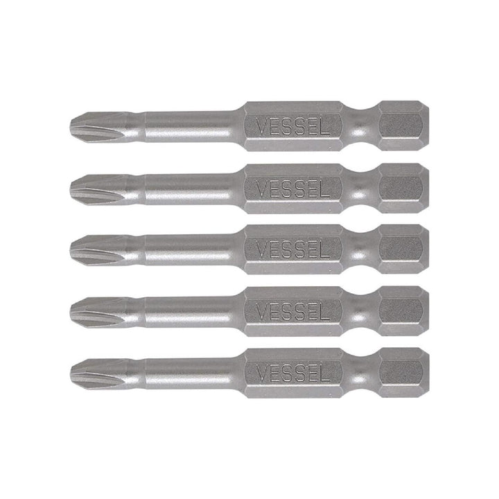 Vessel Tools NTPH250P5 Neck Torsion Power Bits, PH2 x 50 mm, 5 Pc.