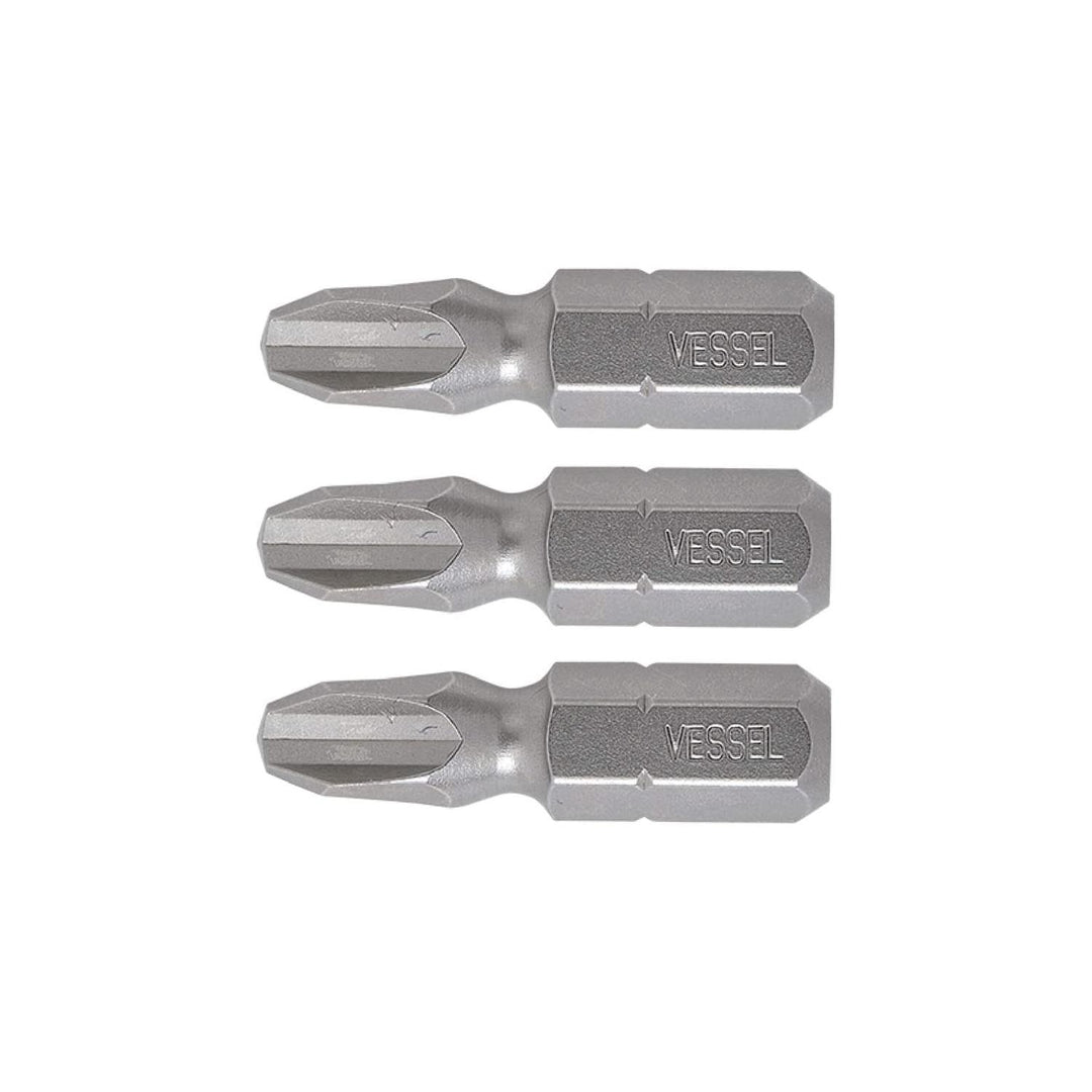 Vessel Tools NTPH3254P3 Neck Torsion Power Bits, PH3 x 25.4 mm, 3 Pc.